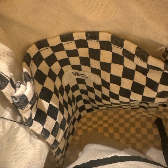 Vans Off The Wall Checkered Zip Tote Bag - Black and White Double Handles Skater - Picture 9 of 11